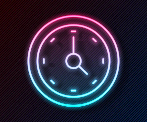 Zářící neonová čára Ikona hodin izolovaná na černém pozadí. Časový symbol. Vektor — Stockový vektor