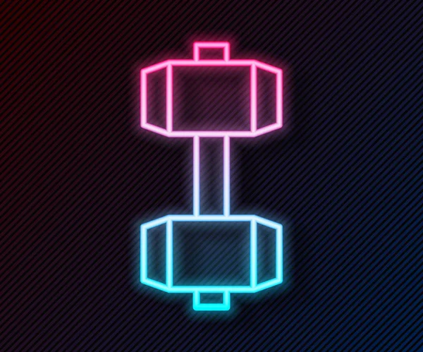 Zářící neonová čára ikona Brumbála izolovaná na černém pozadí. Svalové zvedání, fitness činky, sportovní vybavení. Vektor — Stockový vektor