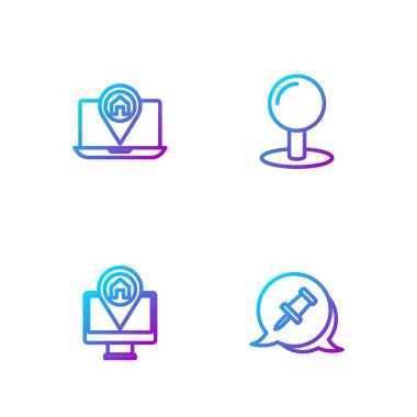 Line Push pimi, harita konumu, şehir navigasyonu ve monitörü ayarlayın. Renk simgeleri. Vektör