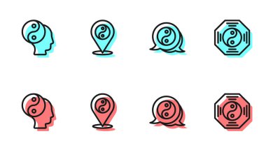 Yin Yang sembolünü ve simgesini ayarla. Vektör