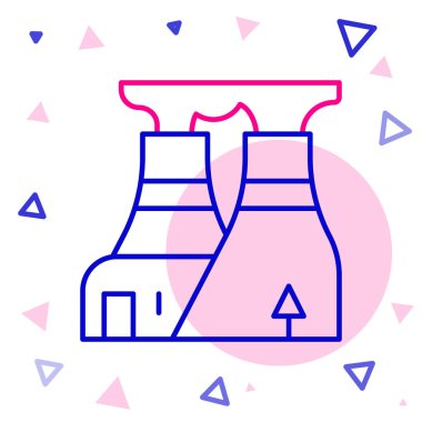 Nükleer santral simgesi beyaz arkaplanda izole edildi. Enerji endüstrisi konsepti. Renkli taslak konsepti. Vektör