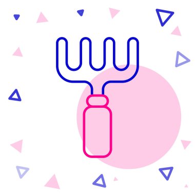 Çizgi Bahçesi tırmık simgesi beyaz arkaplanda izole edildi. Bahçecilik, tarım, çiftçilik aleti. Toprak işçisi. Temizlik ekipmanları. Renkli taslak konsepti. Vektör