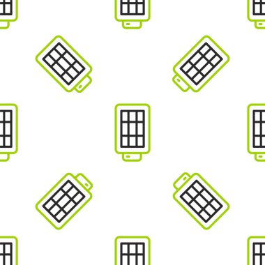 Softbox simgesindeki Line Studio ampulü beyaz arkaplanda izole edilmiş pürüzsüz desen. Gölge yansıma tasarımı. Vektör