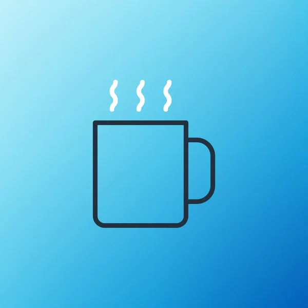Line Tasse Tee Symbol Isoliert Auf Blauem Hintergrund Buntes Rahmenkonzept — Stockvektor