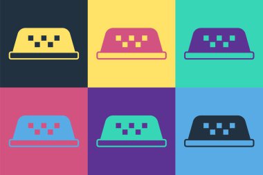 Pop Art Taxi araba çatı simgesi renk arkaplanında izole edildi. Vektör.