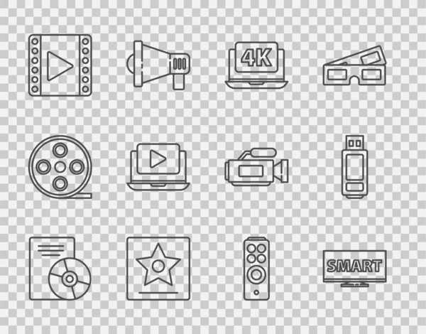 Définir Ligne Dvd Écran Avec Smart Video Ordinateur Portable Hollywood — Image vectorielle