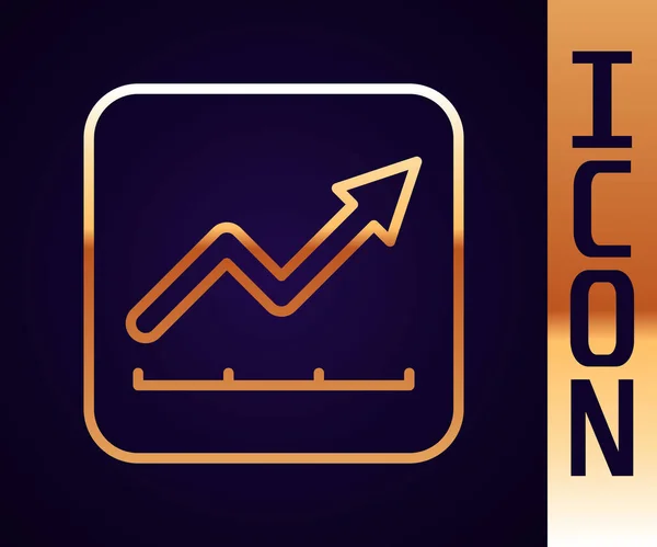 Linha Ouro Ícone Aumento Crescimento Financeiro Isolado Fundo Preto Aumentar — Vetor de Stock
