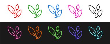 Çay yaprağı simgesini siyah beyaz arkaplanda izole et. Çay yaprakları. Vektör