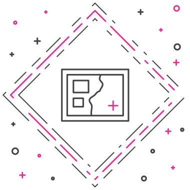 Katlanmış harita simgesi beyaz arkaplanda izole edildi. Renkli taslak konsepti. Vektör