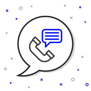 Beyaz arkaplanda hat telefon konuşma simgesi izole edildi. Telefon ahizesi. Telefon işareti. Çağrı merkezi, iletişim. Renkli taslak konsepti. Vektör