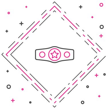 Çizgi boks kemeri simgesi beyaz arkaplanda izole edildi. Kemer boks şampiyonası dövüş ödülünü kazandı. Renkli taslak konsepti. Vektör