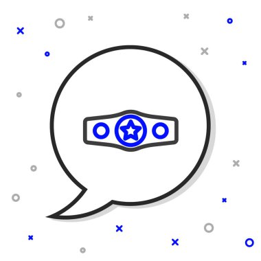 Çizgi boks kemeri simgesi beyaz arkaplanda izole edildi. Kemer boks şampiyonası dövüş ödülünü kazandı. Renkli taslak konsepti. Vektör