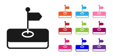 Beyaz arkaplanda Siyah Bayrak simgesi izole edildi. Yer belirleyici sembol. Simgeleri renklendirin. Vektör