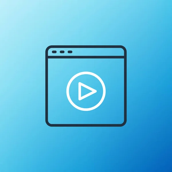Line Online spielen Video-Symbol isoliert auf blauem Hintergrund. Filmstreifen mit Spielzeichen. Buntes Rahmenkonzept. Vektor — Stockvektor