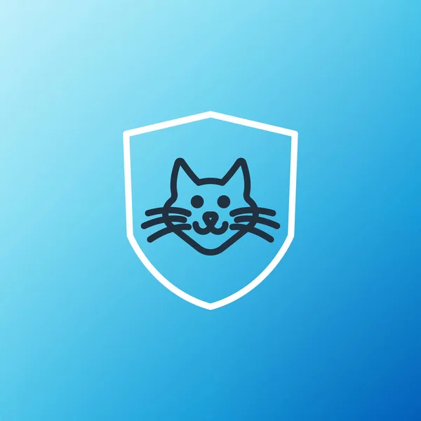 Line Veterinární pojištění ikona izolované na modrém pozadí. Koncept ochrany zvířat. Otisk psí nebo kočičí tlapky. Barevný koncept. Vektor — Stockový vektor