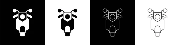 Definir ícone Scooter isolado no fundo preto e branco. Vetor — Vetor de Stock