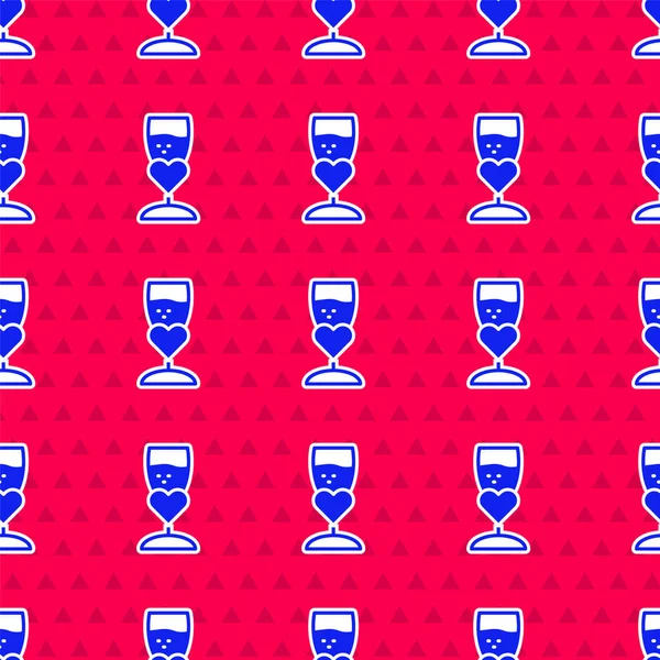 Kırmızı arka planda mavi şampanya ikonu izole edilmiş. Sevgililer günün kutlu olsun. Vektör