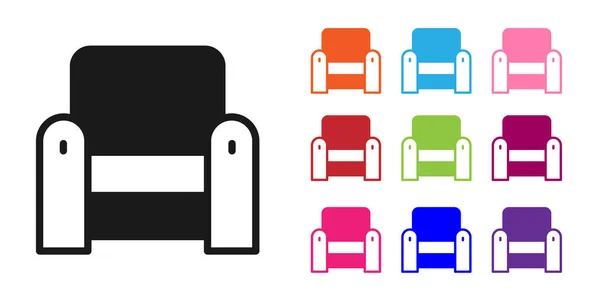 Schwarzer Sessel Ikone isoliert auf weißem Hintergrund. Setzen Sie Symbole bunt. Vektor — Stockvektor