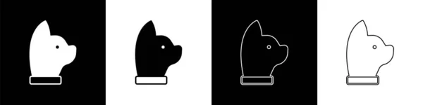 Establecer icono Cat aislado sobre fondo blanco y negro. Vector — Archivo Imágenes Vectoriales