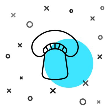 Siyah çizgi mantar ikonu beyaz arkaplanda izole edildi. Rastgele dinamik şekiller. Vektör