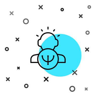 Siyah çizgi psikoloji ikonu beyaz arkaplanda izole edilmiş. Psi sembolü. Akıl sağlığı konsepti, psikanaliz analizi ve psikoterapi. Rastgele dinamik şekiller. Vektör