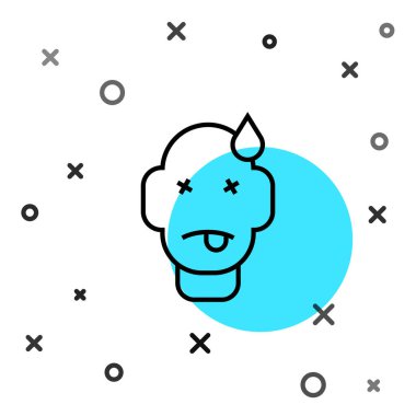 Siyah çizgi adamı zehirleme simgesi beyaz arkaplanda izole edildi. Rastgele dinamik şekiller. Vektör