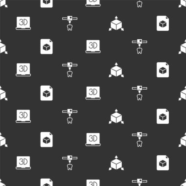 Isometric küp, dosya, 3D yazıcı ve dişi pürüzsüz desene ayarla. Vektör