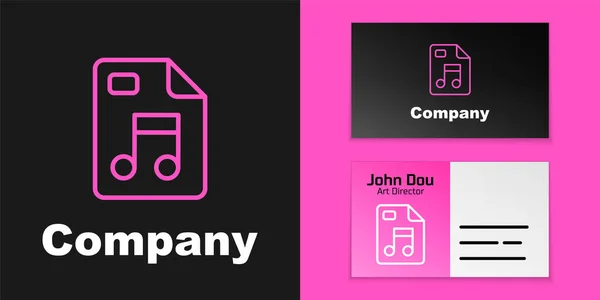 Pink line MP3 file document. Download mp3 button icon isolated on black background. Mp3 music format sign. MP3 file symbol. Logo design template element. Vector — стоковый вектор