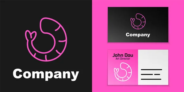Rosa Linie Shrimp Symbol isoliert auf schwarzem Hintergrund. Logo-Design-Vorlage Element. Vektor — Stockvektor