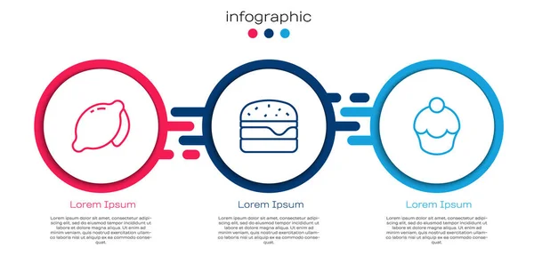 Set line Lemon, Burger and Muffin. Business infographic template. Vector — стоковый вектор