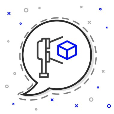 Beyaz arkaplanda izole edilmiş küp projeksiyon simgesine sahip 3D satır tarayıcısı. Renkli taslak konsepti. Vektör