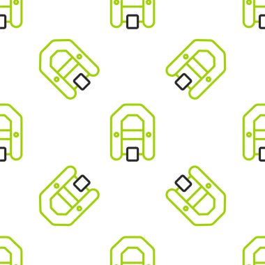 Rafting teknesi simgesi beyaz arka planda izole edilmiş. Kürekleri olan şişme bir tekne. Su sporları, ekstrem sporlar, tatil, tatil. Vektör