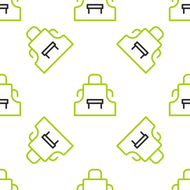 Line Kitchen önlük simgesi beyaz arkaplanda kusursuz desen izole etti. Yemek pişirmek için şef üniforması. Vektör