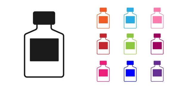 Icône Bouteille Whisky Noir Isolé Sur Fond Blanc Définir Des — Image vectorielle