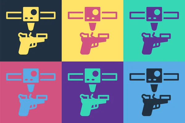 Pop Art Printer Gun Icon Isolated Color Background Printing Vector — Stock Vector