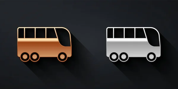Gold Und Silbernes Bus Symbol Isoliert Auf Schwarzem Hintergrund Verkehrskonzept — Stockvektor
