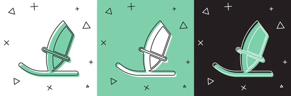 Set Windsurfing Icon Isolated White Green Black Background Vector — Image vectorielle