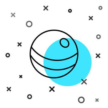 Beyaz arka planda siyah çizgi plaj topu ikonu izole edildi. Çocuk oyuncağı. Rastgele dinamik şekiller. Vektör