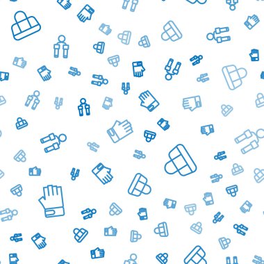 MMA eldiveni, spor çantası ve atlama ipini kusursuz desene ayarlayın. Vektör