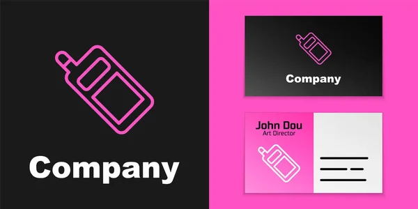 Roze Lijn Smartphone Mobiele Telefoon Pictogram Geïsoleerd Zwarte Achtergrond Logo — Stockvector