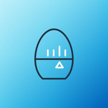 Line Kitchen zamanlayıcı simgesi mavi arkaplanda izole edildi. Yumurta zamanlayıcısı. Mutfak aletleri. Renkli taslak konsepti. Vektör