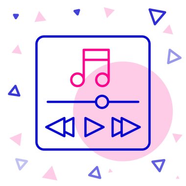 Satır müziği simgesi beyaz arkaplanda izole edildi. Taşınabilir müzik cihazı. Renkli taslak konsepti. Vektör