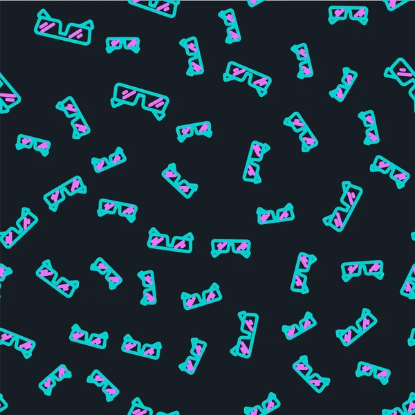 Γραμμή Γυαλιά εικονίδιο απομονωμένη αδιάλειπτη μοτίβο σε μαύρο φόντο. Σύμβολο πλαισίου γυαλιών. Διάνυσμα — Διανυσματικό Αρχείο