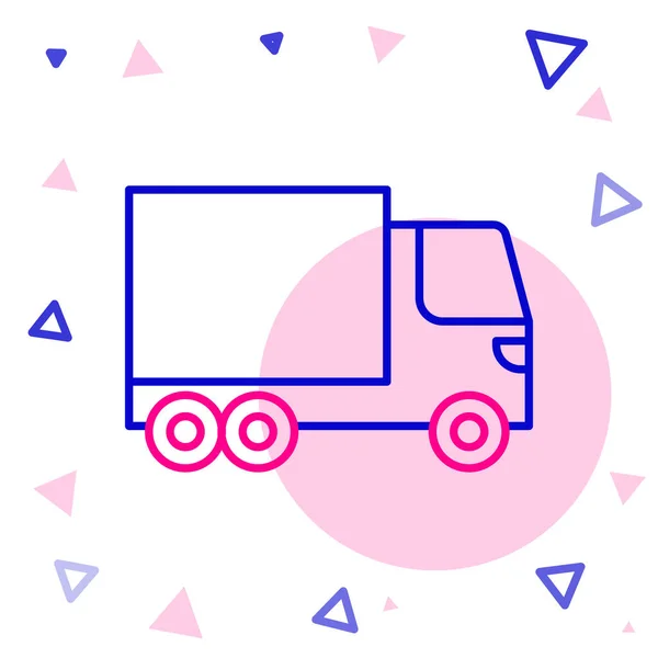 Line Delivery vrachtwagen voertuig pictogram geïsoleerd op witte achtergrond. Kleurrijk concept. Vector — Stockvector