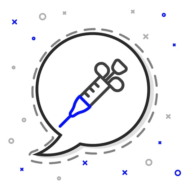 Icona Linea Siringa isolata su sfondo bianco. Siringa per vaccino, vaccinazione, iniezione, iniezione influenzale. Attrezzature mediche. Concetto di contorno colorato. Vettore — Vettoriale Stock