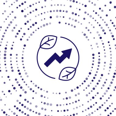 Yaprak simgesindeki Mavi Elektrik kaydediciliği beyaz arkaplanda izole edildi. Elektrik tasarrufu. Çevresel koruma. Biyolojik enerji. Soyut çember rastgele noktalar. Vektör