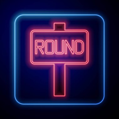 Parlayan neon boks yüzüğü simgesi siyah arkaplanda izole edildi. Vektör