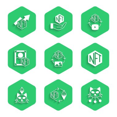 NFT Dijital Şifreleme Sanatı, Ethereum Değişimi ve büyüme çubuğu simgesini ayarla. Vektör