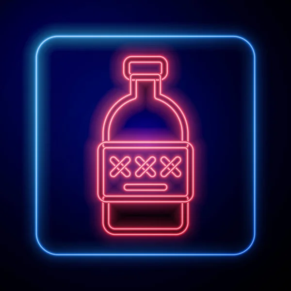 Glowing neon Poisoned alcohol icon isolated on black background. Vector — Vettoriale Stock
