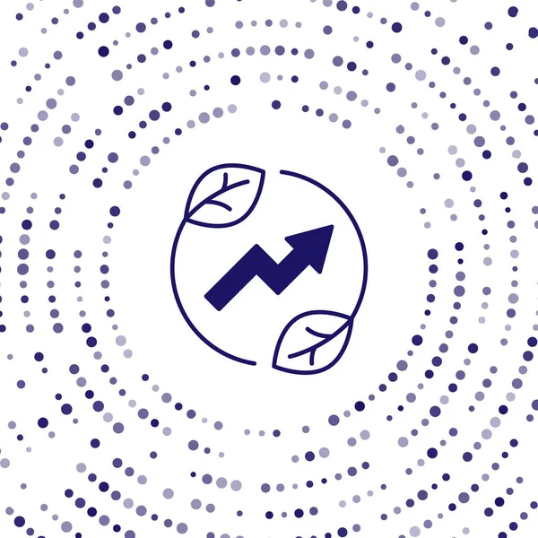 Yaprak simgesindeki Mavi Elektrik kaydediciliği beyaz arkaplanda izole edildi. Elektrik tasarrufu. Çevresel koruma. Biyolojik enerji. Soyut çember rastgele noktalar. Vektör